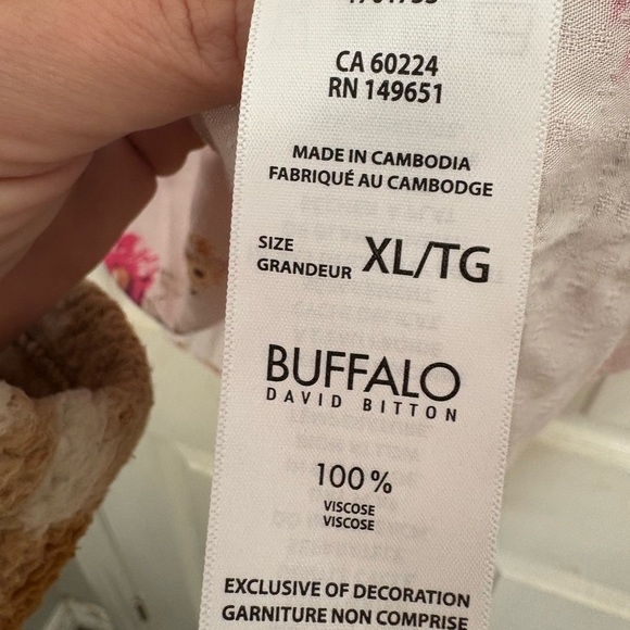 Women’s Buffalo David Bitton Pink Floral Cap Sleeve Blouse size XL - Picture 7 of 8